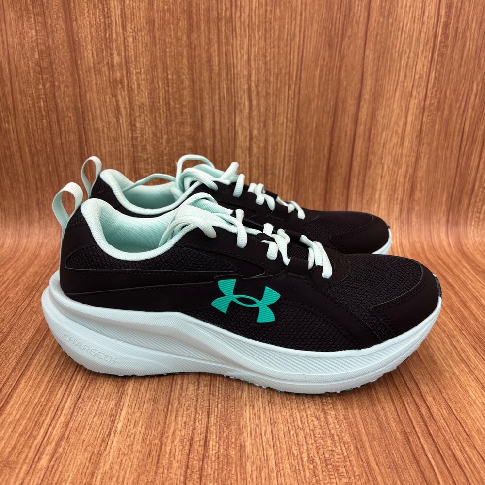 Under Armour GGS Assert 11 Youth 7Y Black Green Running Shoes 6006914-002 NEW